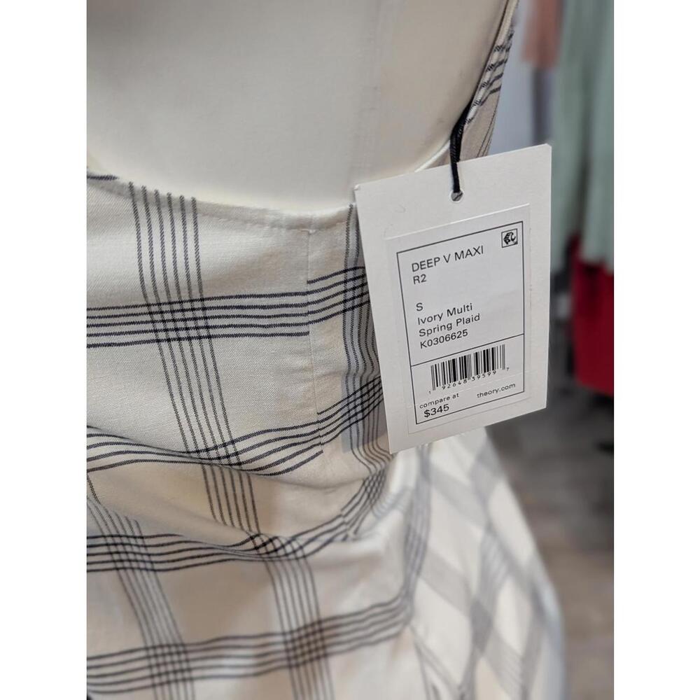 Theory Spring Plaid Deep V Maxi - Picture 5 of 7